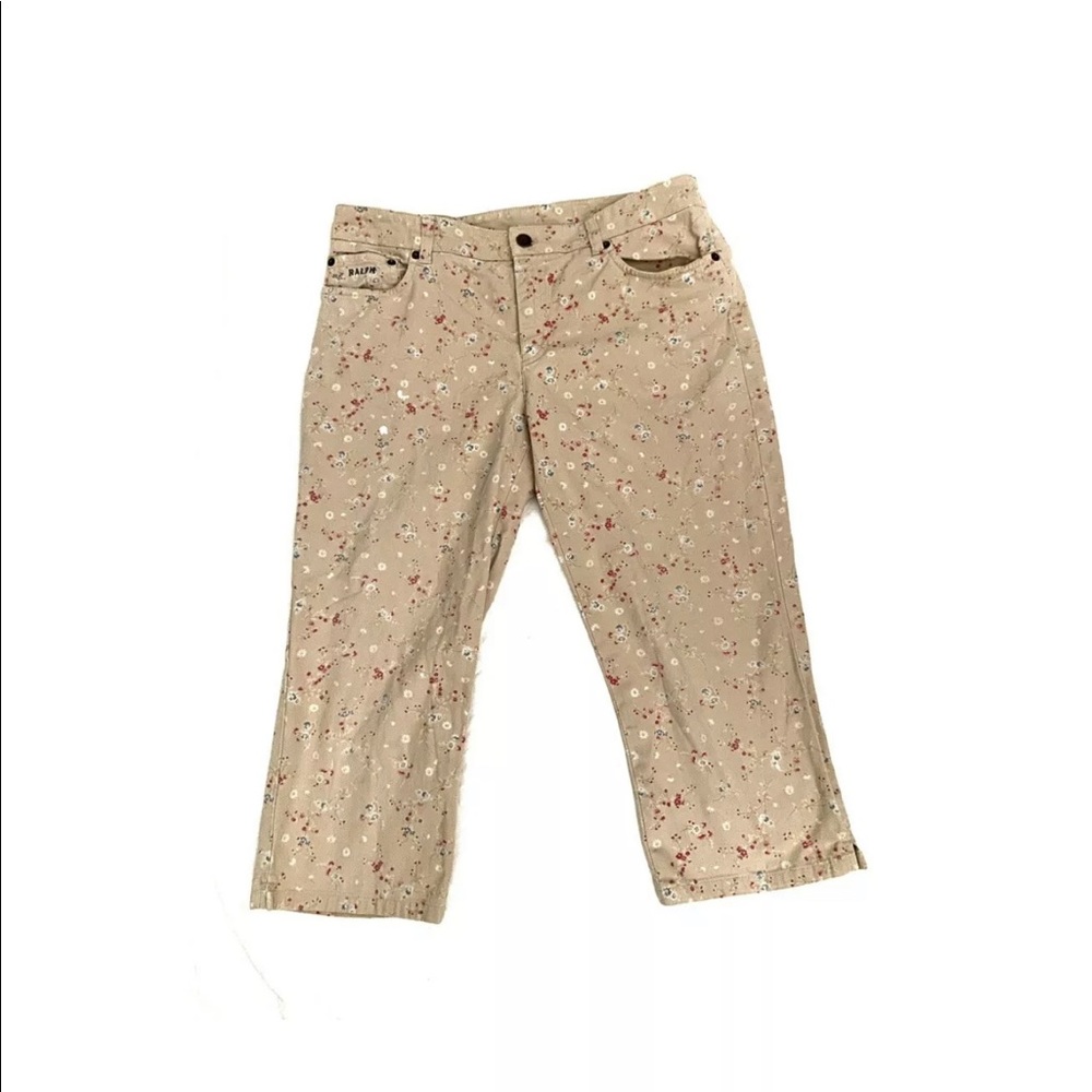Ralph Lauren floral print capri Khaki flowers sz 8